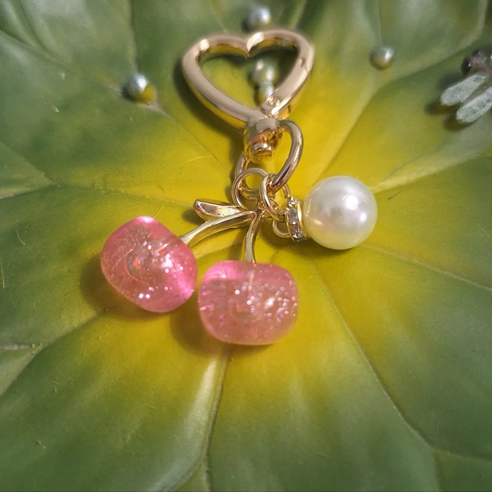 Cherry Blossom Bag Charm/Keychain, Pink, NEW - Picture 4 of 7